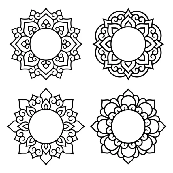 Set Simboli Decorativi Mandala Elementi Pattern Taglio Laser Plotter Goffratura — Vettoriale Stock