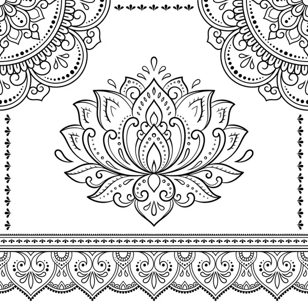 Frame Oosterse Traditie Gestileerd Met Henna Tatoeages Decoratieve Patroon Voor — Stockvector