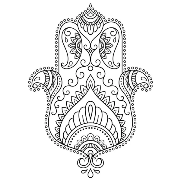 Hamsa Χέρι Ζωγραφισμένο Σύμβολο Λουλούδι Διακοσμητικό Σχέδιο Ανατολίτικο Στυλ Για — Διανυσματικό Αρχείο
