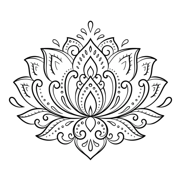 ヘンナ ドローイングとタトゥーのための蓮のメンディの花のパターン 東洋風 インド風の装飾 ドアの飾りだ 概要手描きベクトルイラスト — ストックベクタ