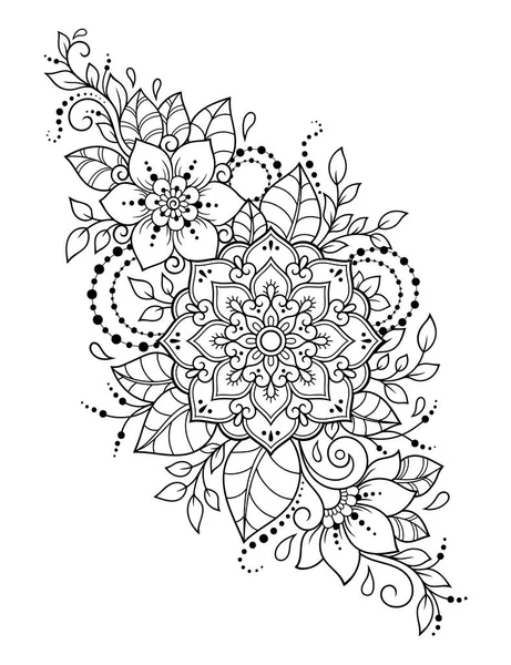 Mehndi Blommönster För Henna Teckning Och Tatuering Dekoration Etnisk Orientalisk — Stock vektor
