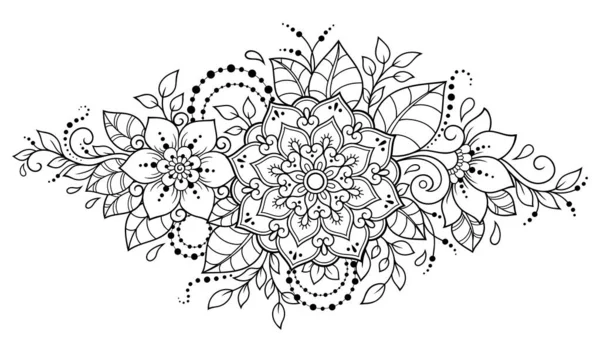 Modèle Fleur Mehndi Pour Dessin Henné Tatouage Décoration Style Ethnique — Image vectorielle