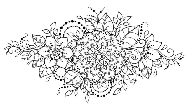 Patrón Flores Mehndi Para Dibujo Tatuaje Henna Decoración Estilo Étnico — Archivo Imágenes Vectoriales