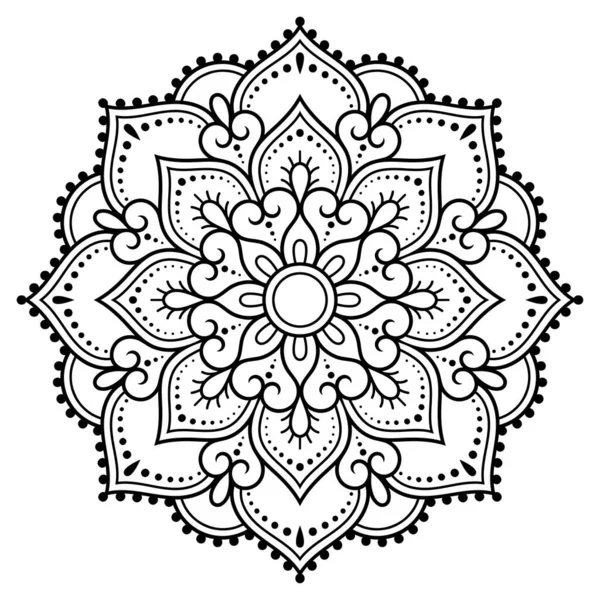 Patrón Circular Forma Mandala Con Flor Para Henna Mehndi Tatuaje — Vector de stock