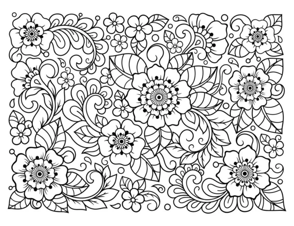 Décrivez Motif Floral Dans Style Mehndi Pour Page Livre Colorier — Image vectorielle