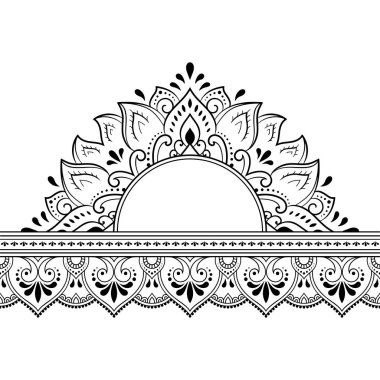 Tasarım, kına, Mehndi ve dövme için mandala ile kusursuz sınırlar. Etnik oryantal ve Hint tarzında dekoratif desen. Karalama süsü. El çizimi vektör illüstrasyonu.