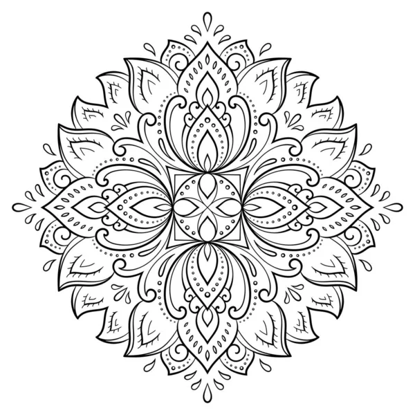 Patrón Circular Forma Mandala Con Flor Para Henna Mehndi Tatuaje — Archivo Imágenes Vectoriales