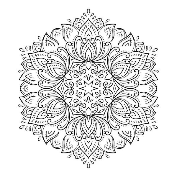 Modello Circolare Forma Mandala Con Fiore Henna Mehndi Tatuaggio Decorazione — Vettoriale Stock