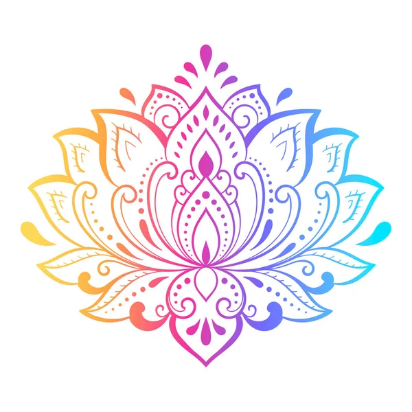 Patrón Floral Colorido Para Dibujo Mehndi Henna Símbolo Flor Loto — Vector de stock