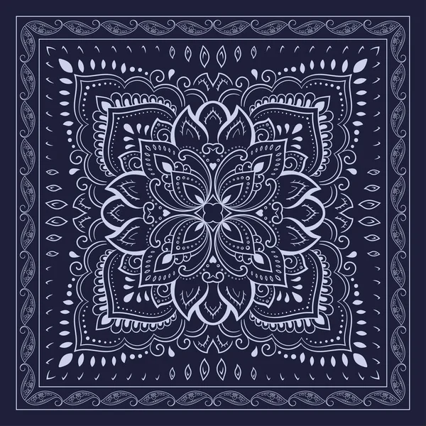 Circular Pattern Form Mandala Flower Henna Mehndi Decoration Blue Decorative — Stock Vector
