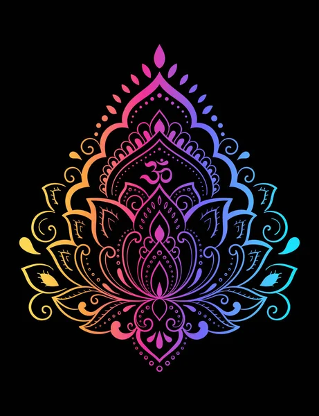 Colorido Patrón Floral Loto Para Dibujo Mehndi Henna Símbolo Loto — Vector de stock