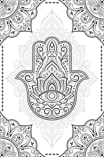 Στυλιζαρισμένο Henna Τατουάζ Διακοσμητικό Μοτίβο Για Διακόσμηση Καλύπτει Βιβλίο Σημειωματάριο — Διανυσματικό Αρχείο