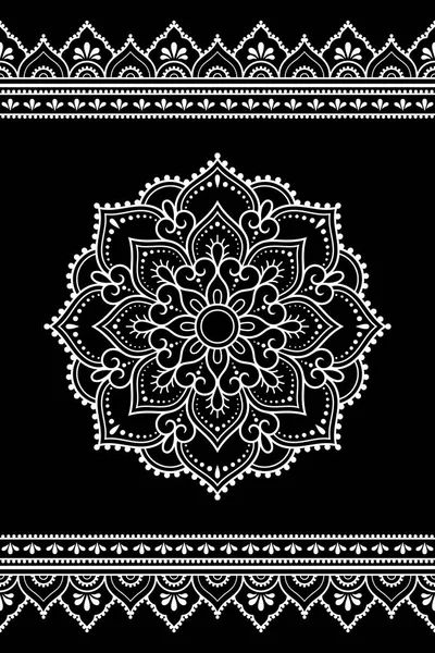 Set Van Mandala Patroon Naadloze Rand Voor Henna Tekening Tatoeage — Stockvector