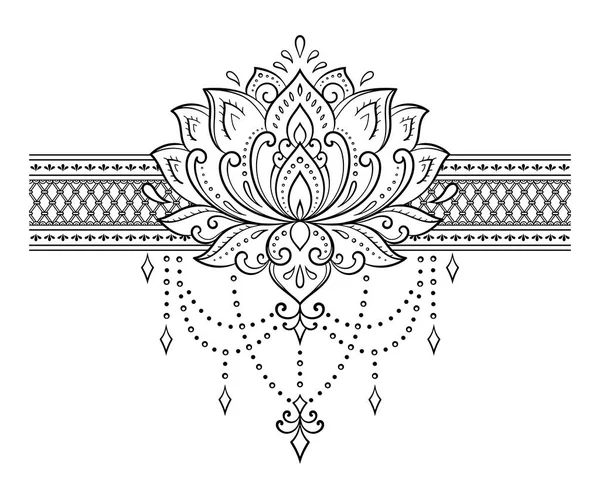 Lotus Mehndi Blumenmuster Für Henna Zeichnung Und Tätowierung Dekoration Orientalischen — Stockvektor