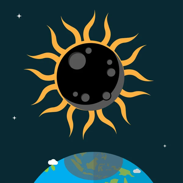 Solar Eclipse flat design — Stock Vector