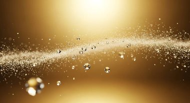 Bokeh ışıkları ve vektörü olan altın Noel arkaplanı.