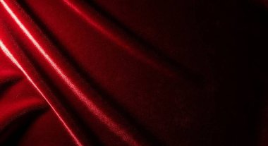 Kırmızı ipek kumaş dokusu. Soyut fotoğraf, kırmızı ipek kumaş.