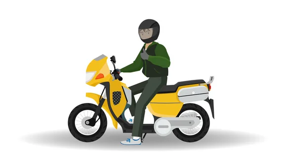 Motorcyclists Wear Helmets Stationary Ready Make Fingers Show Great Signs — Stok Vektör
