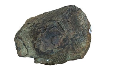 Deniz sahili boyunca yuvarlak kayalar bulundu. kırpma yolu ile izole edilmiş beyaz arkaplan.