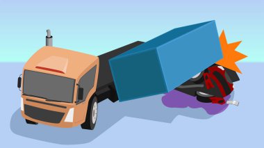 Kamyon vagonundan konteynır karavanı düştü. Düşen konteynır, onu takip eden arabanın üzerine düştü. Kırmızı araba yıkıldı ve bir petrol sızıntısı oldu..