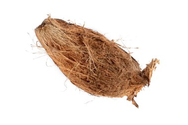 Kuru Hindistan cevizi meyvesi kabuğu. izole edilmiş beyaz arkaplan.