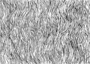 Doku arka planı. Dikey dalgalı siyah çizgiler. Parmak izi ya da tombul doku. Beyaz arka plana kaotik bir şekilde yerleştirilmiş. Birbirinizle kesişin. İnce çizgiler. Tek Renkli.