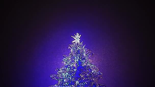 Árvore de Natal em neve Night-Wide Shot — Vídeo de Stock