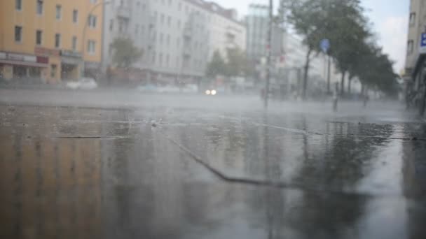 Hujan di jalan. — Stok Video