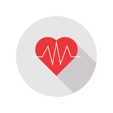 Kalp atışını uzun gölge ile düz simgesi.