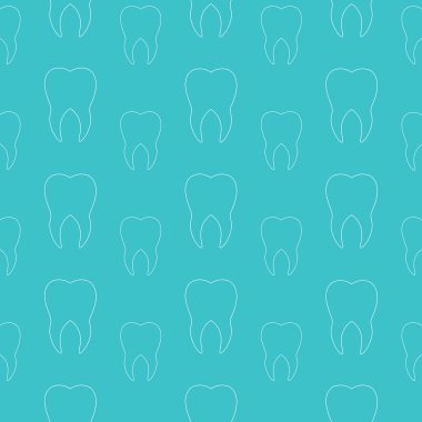Mavi bir arka plan üzerinde beyaz dişler. Vektör diş seamless modeli.