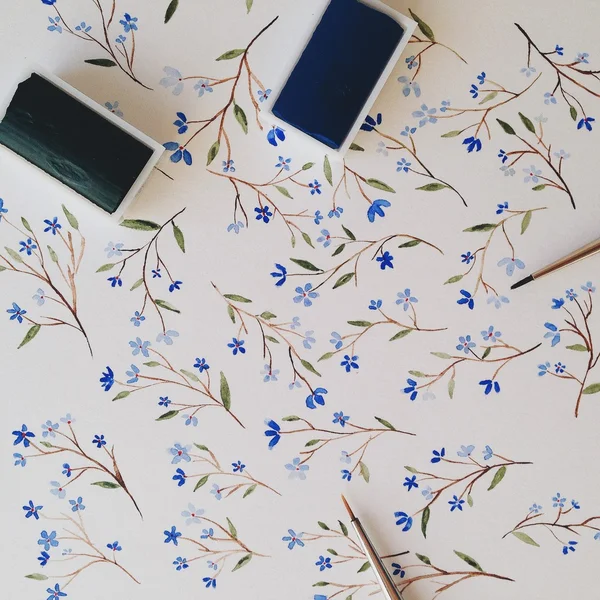 Pittura fiori blu — Foto Stock