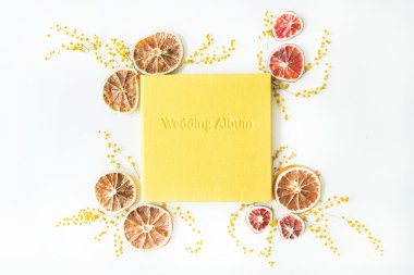 yellow wedding photo album