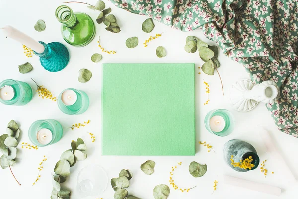 Green wedding or family photo album Royalty Free Stock Images