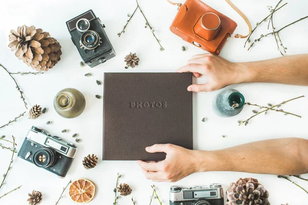 Black wedding or family photo album Stock Picture