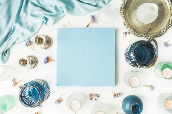Blue wedding or family photo album Royalty Free Stock Images