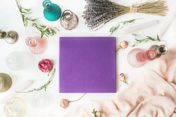 Purple wedding or family photo album Stock Photo