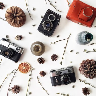 koniler, vintage eski moda kamera