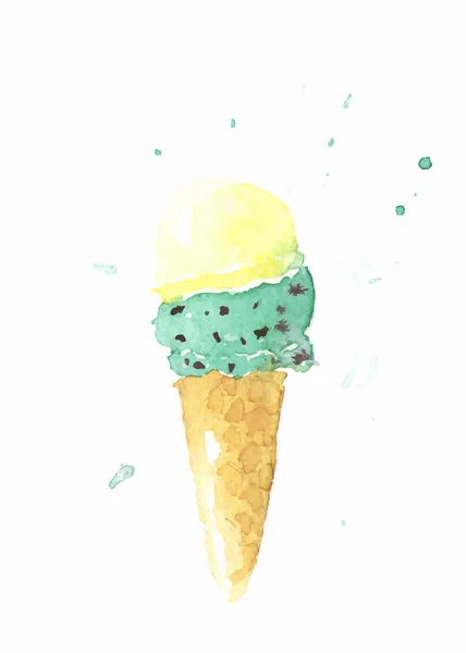 Ice-cream painted with watercolor — Stock Photo, Image