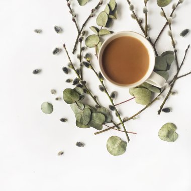 Sütlü kahve fincan. Üstten Görünüm