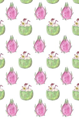 Hindistan cevizi kokteyl ve pembe pitaya desen