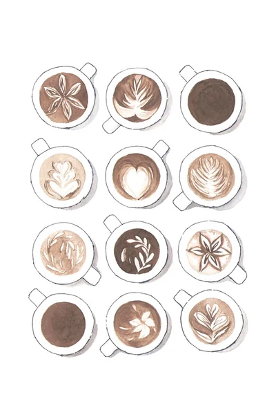Kaffe koppar mönster — Stockfoto