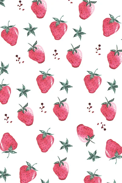 Κόκκινο φράουλα μοτίβο ζωγραφισμένα — Φωτογραφία Αρχείου