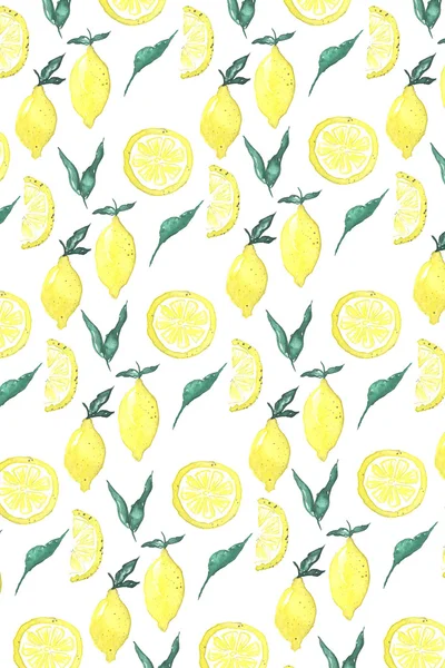 Gelbe Zitrone und grüne Blätter — Stockfoto