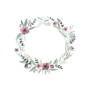 Çiçek desenli suluboya ile boyalı  