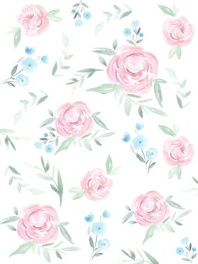 Gül desen suluboya ile boyalı  