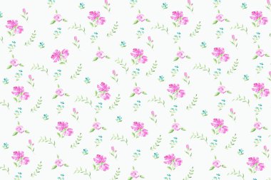 Pembe güller ve yeşil yaprakları desen 