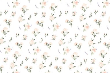   Lavanta ve yeşil yaprakları desen 