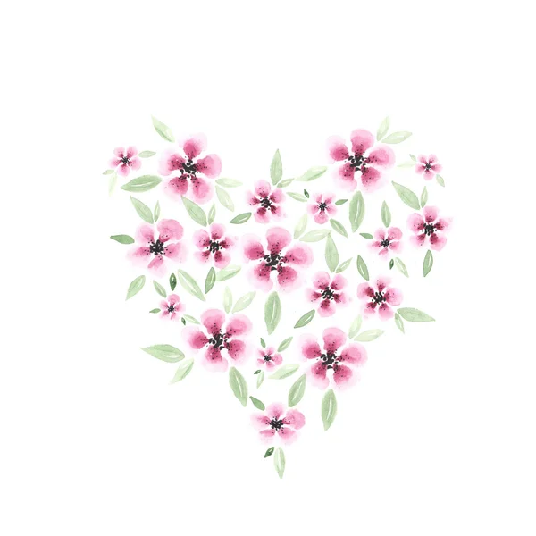 Heart made with red flowers — Stock Photo, Image