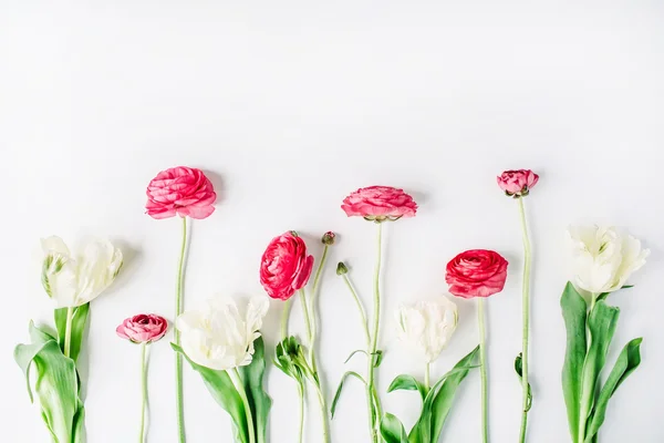 Rosas cor-de-rosa e brancas ou ranúnculos — Fotografia de Stock