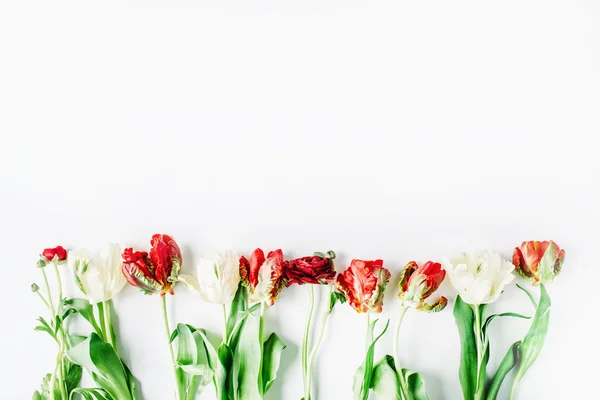 Rosa und weiße Rosen oder Hahnenfuß — Stockfoto